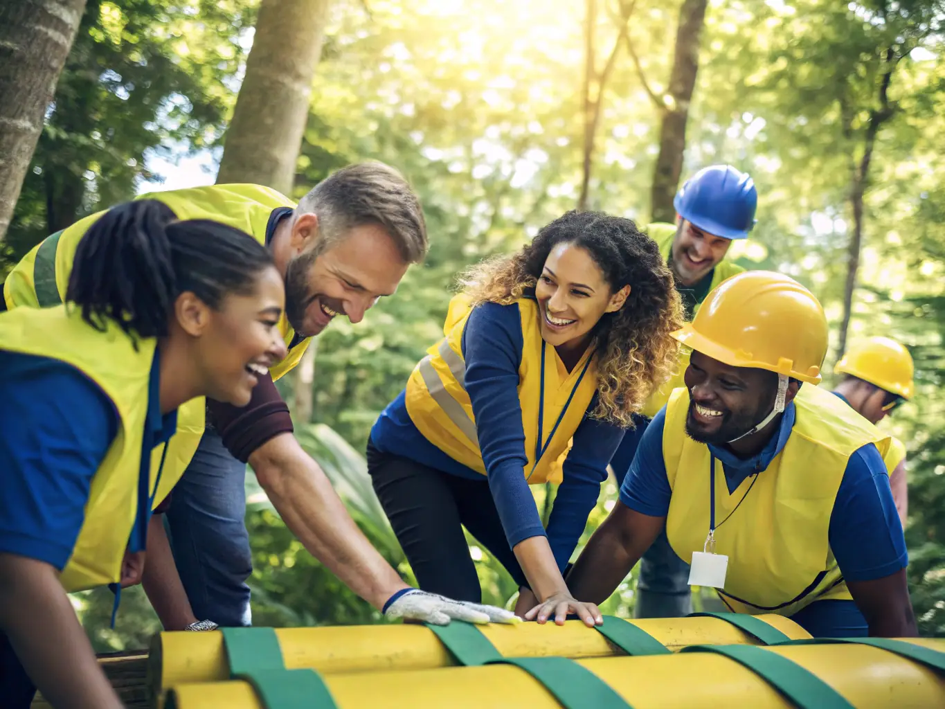 Employees participating in a team-building activity, highlighting HRInnovate's focus on employee engagement and creating a positive workplace culture.